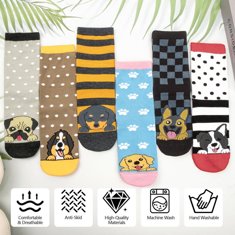 Socksfad Store 5-6 Pairs Women's Cute Cat Socks Gifts, Funny Novelty Animal Print Crew Cotton Socks Christmas Gifts for Women Girls - Image 4